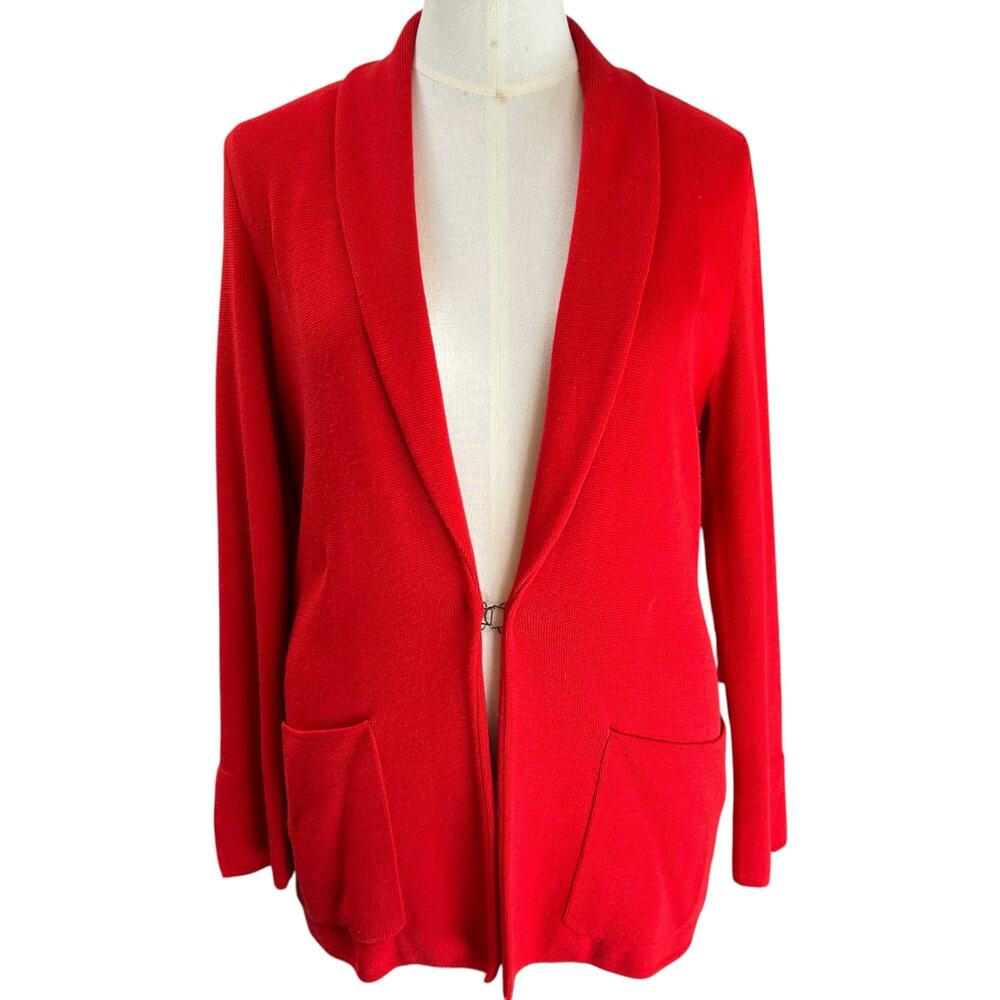 Anthropologie HWR Red Shawl Collar Cardigan Sweater Large Hook Closure